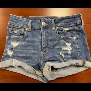 American Eagle Womens Denim Shorts 4 Hi-Rise Shortie Medium Wash